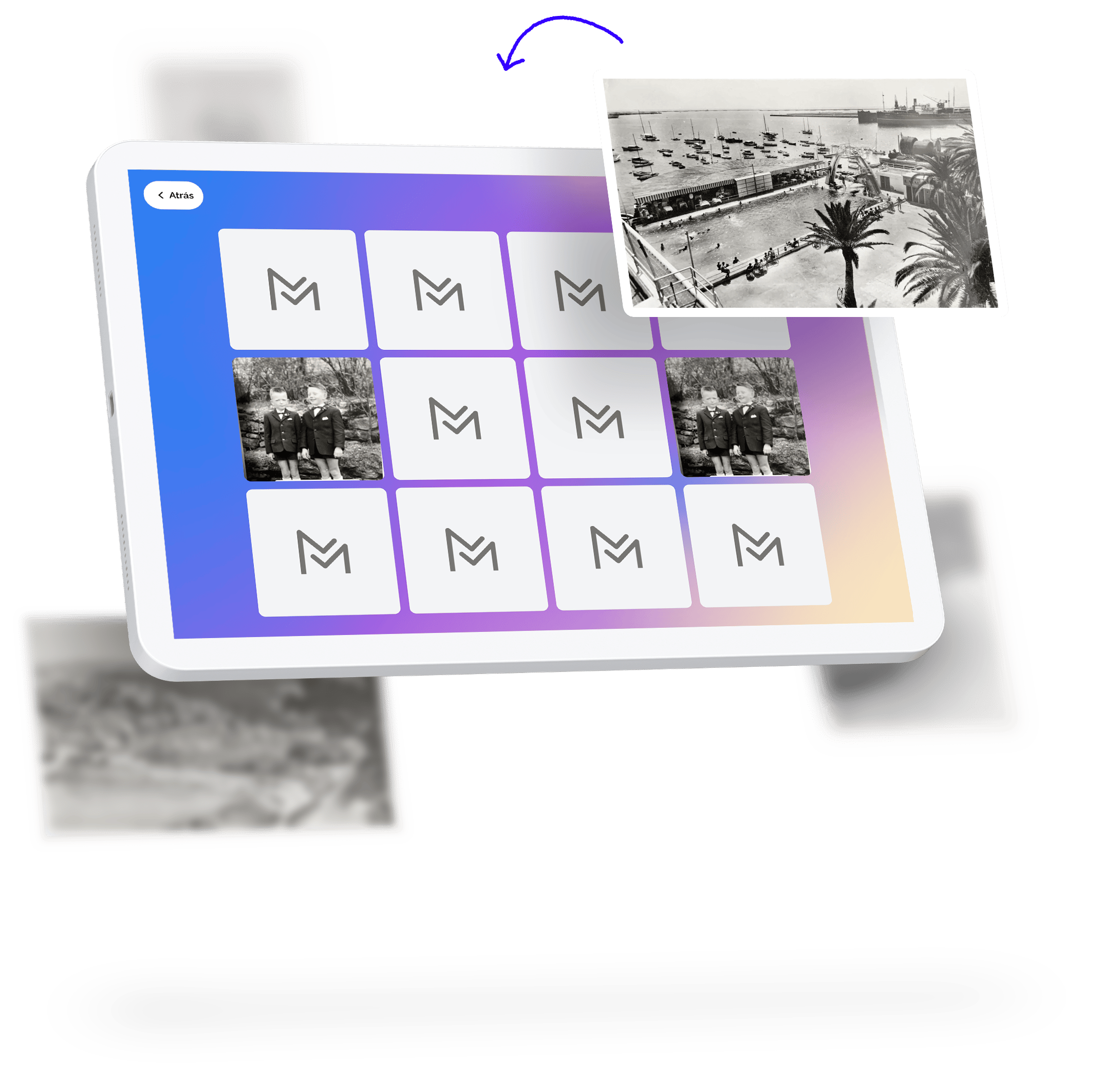 Varias fotos y capturas de pantalla del juego de memoria.