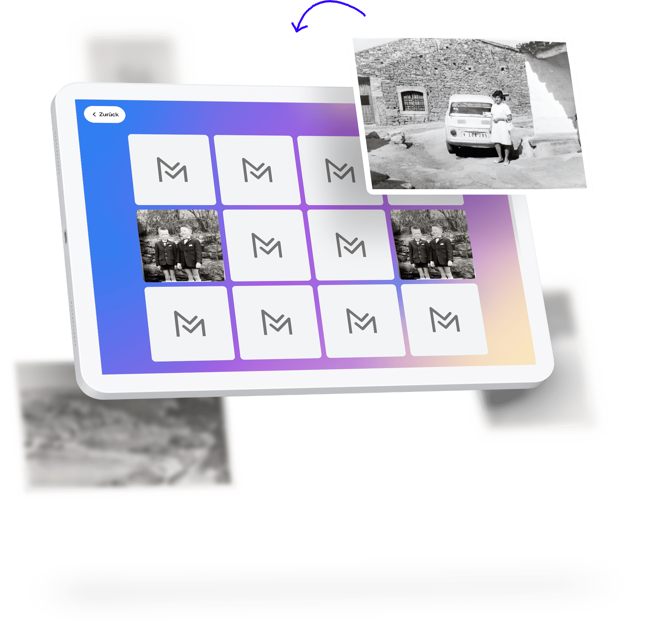 Verschiedene Foto und Screen vom Memory-Spiel